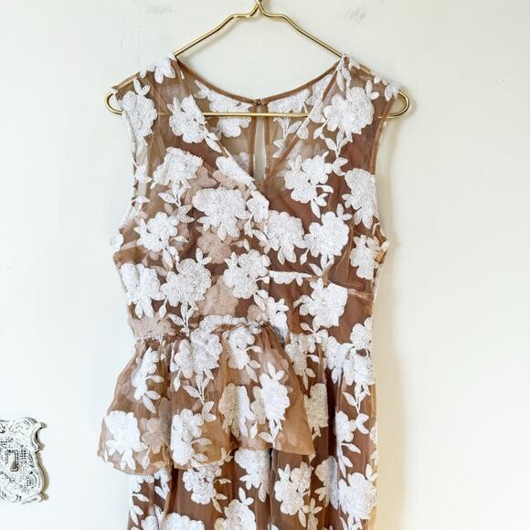 NWT Tracy Reese White Floral Embroidered Half Peplum Dress 10 - Picture 5 of 12